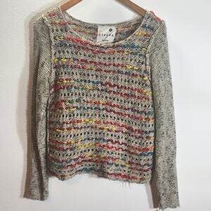 Pieces Kenzie Alpaca Blend Multicolor Open Knit Sweater Boho Women's  Medium